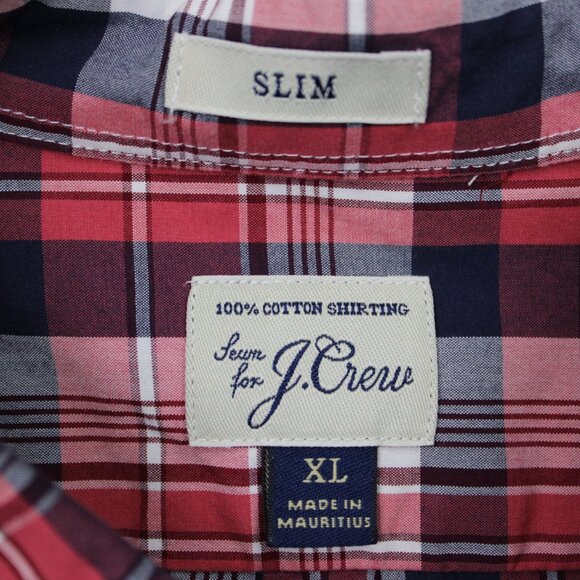 J Crew Shirt NWT Mens XL Red/Blue/White 2 Ply Cotton Secret Wash Slim Fit L/S - Picture 9 of 14